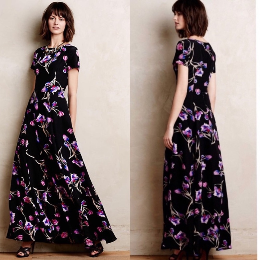 BNWT Yumi Kim Dutch Crocus Floral Silk Maxi Dress for Anthropologie Size M